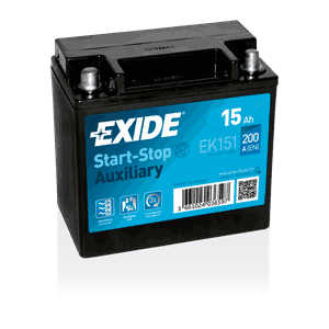 EXIDE AUX Batteri12V 15Ah AGM 200A(150x90x145mm) +Venstre