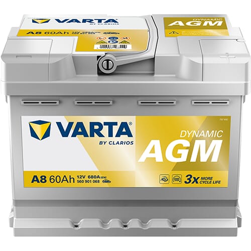 VARTA Dynamic AGM Batteri 12V 60AH 680CCA A8 +H