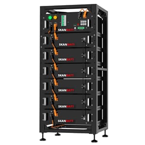 SKANBATT High Volt rack 307,2V - 30,72kWh - Ink stativ + BMU