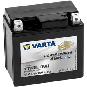 VARTA AGM MC Batteri 12V 4AH 75CCA (113x70x105mm) +H YTX5L