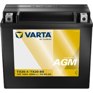 Varta MC 12V 18AH 250CCA AGM Batteri YTX20-BS +V