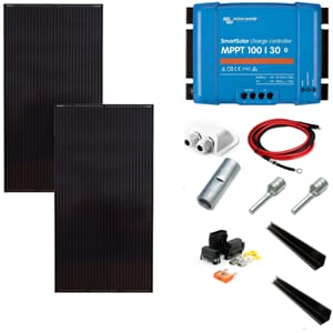 SKANBATT 2x 166x68 HighVolt 2x220W Black kit m/VICTRON MPPT