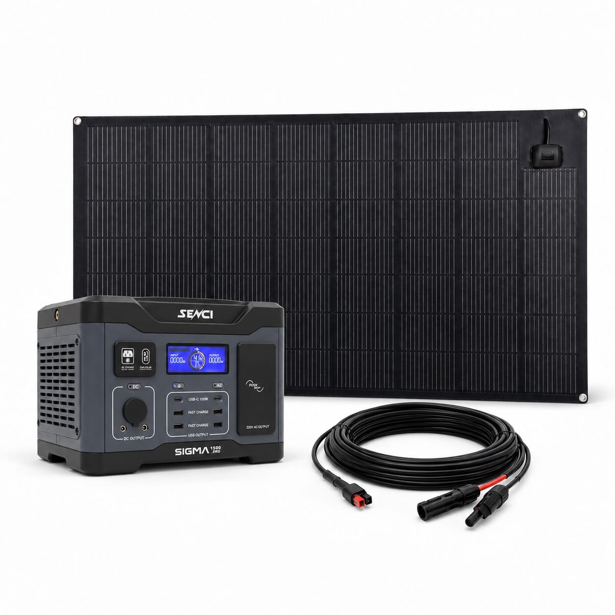 SENCI LPS 1152Wh Power Station 1500W med 130W flex panel