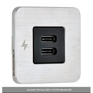 Scanstrut Tile Dual USB-C 12V/24V Børstet Stål