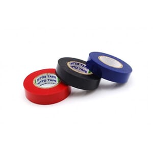 PVC-tape 15mm x 10m blå / rød / svart - 3PK