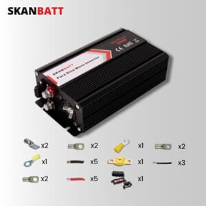 Inverter Strømpakke liten (600w) komplett m/kit 1,9m kabel