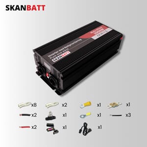 Inverter Strømpakke Mega 3000W nettprioritering kit 2m kabel
